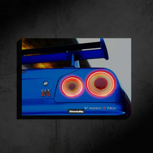 NİSSAN GTR R34 Neon Araba Duvar Tablosu